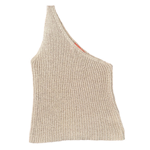 Current One-Shoulder Ribbed Knit Top Size Large